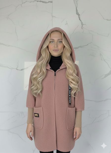 Kurtka z kapturem - puder róż